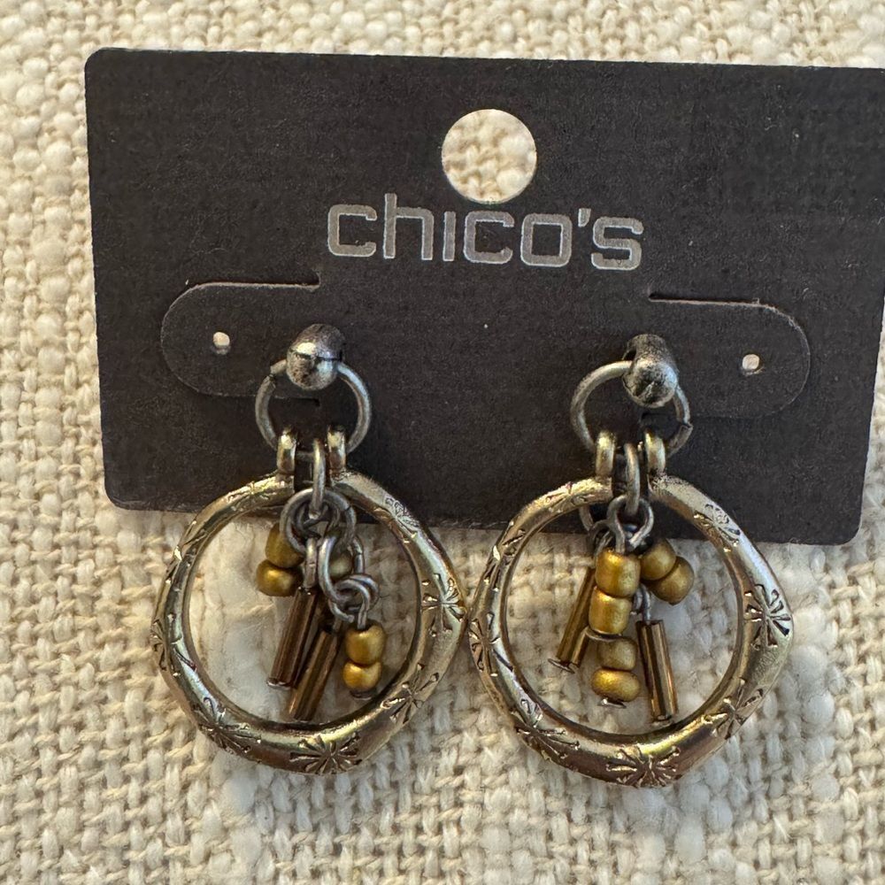 0134-Chico's‎ Gold and Silver Hoop Earrings